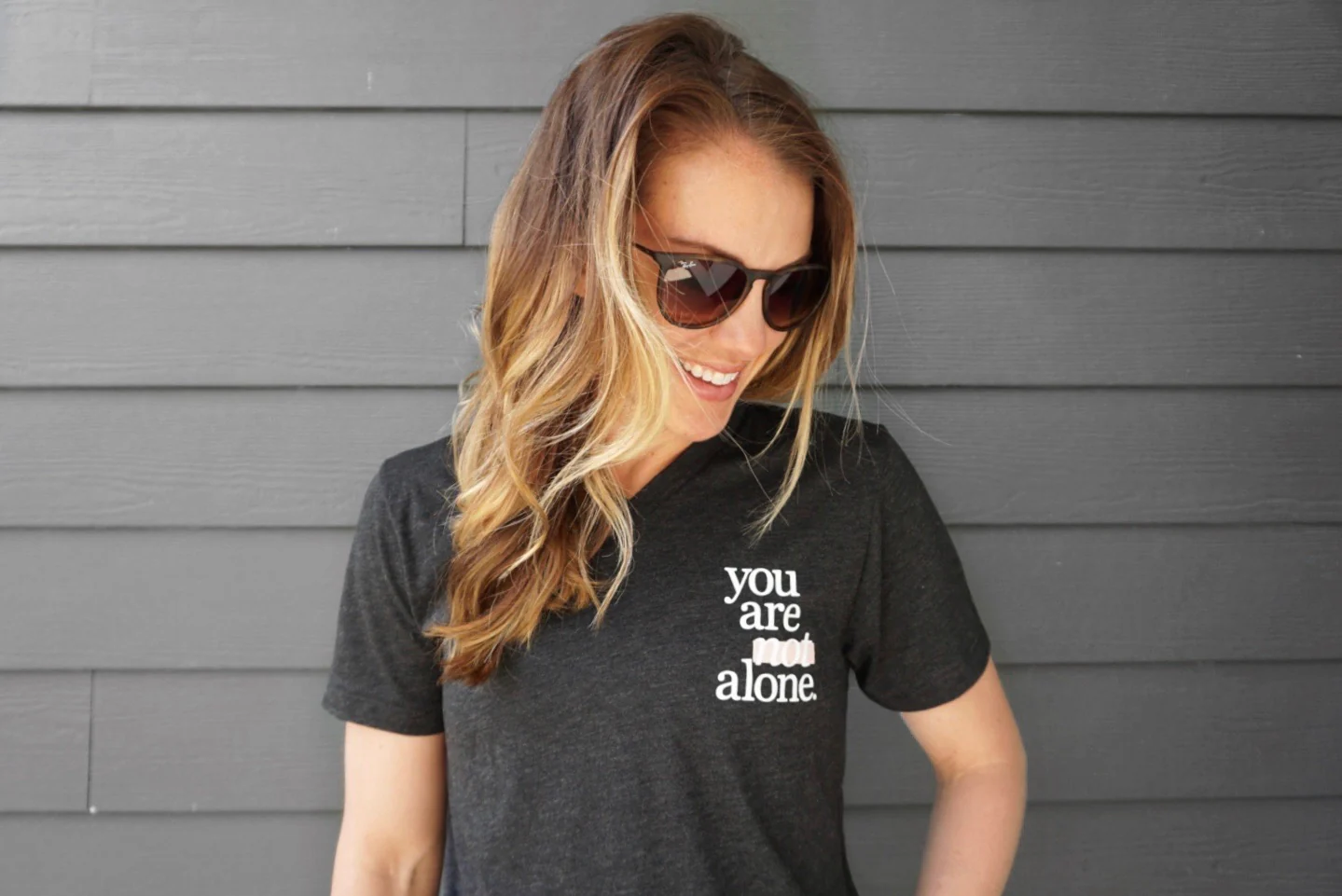 YOU ARE NOT ALONE ADULT V-NECK T-SHIRT